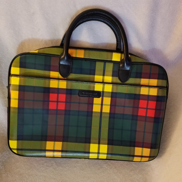 Baekgaard Tartin Plaid Zippered Tote  Handbag Red,Yellow,Green,and Black - Picture 1 of 7